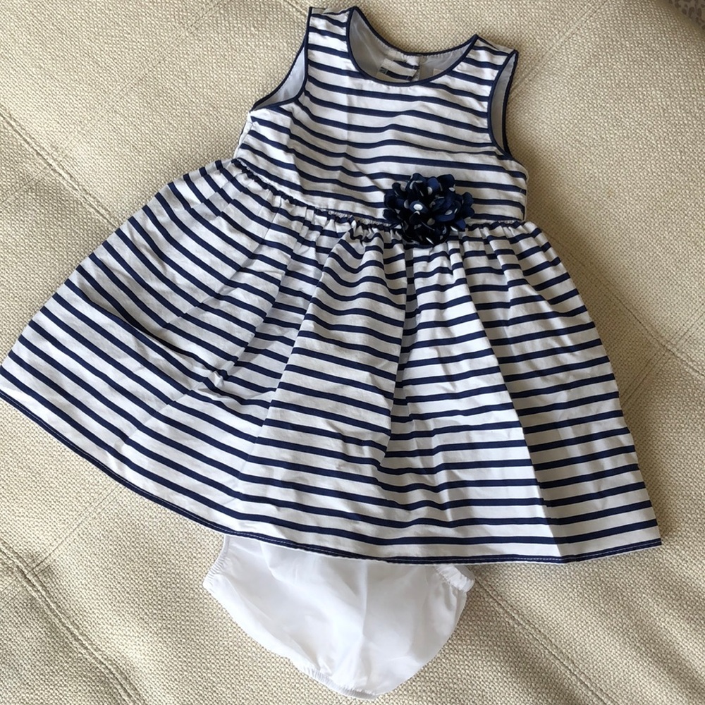 Navy Striped Dress. 12M.